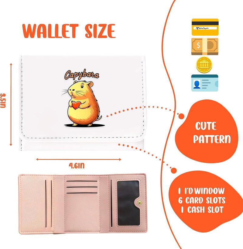 BJDAMAI Capybara Wallet For Teens Kids Girls Age 6,7,8,9,10,11,12, Small Slim Thin Mini Compact Women Wallet, Animal Lovers Gifts Stuff, Cash Card Coin Pocket Window For Female! - Image 2